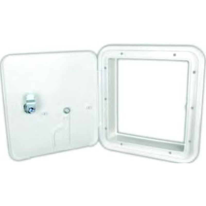B&B Molders 94337 Square Electric Cable Hatch, Large w/Open Back & Key Lock, Polar White