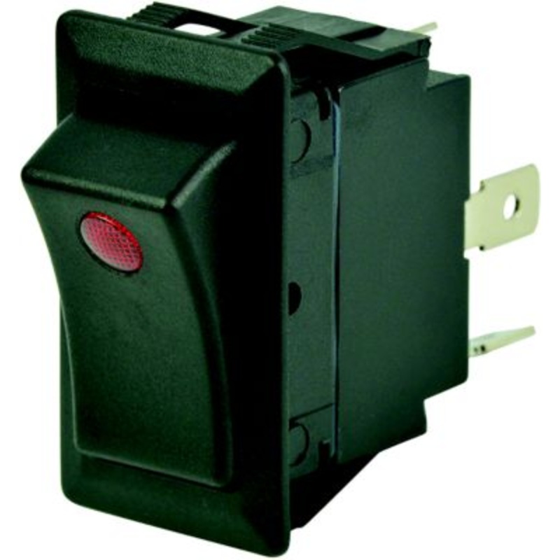 BEP 1001708 Rocker Switch, Off-On, SPST, Screw Terminals, Illuminated Red