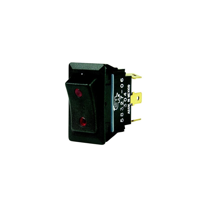 BEP 1001715 Rocker Switch, On-Off-On, SPDT, 1/4″ Blade Terminals, Illuminated Red (2 positions)