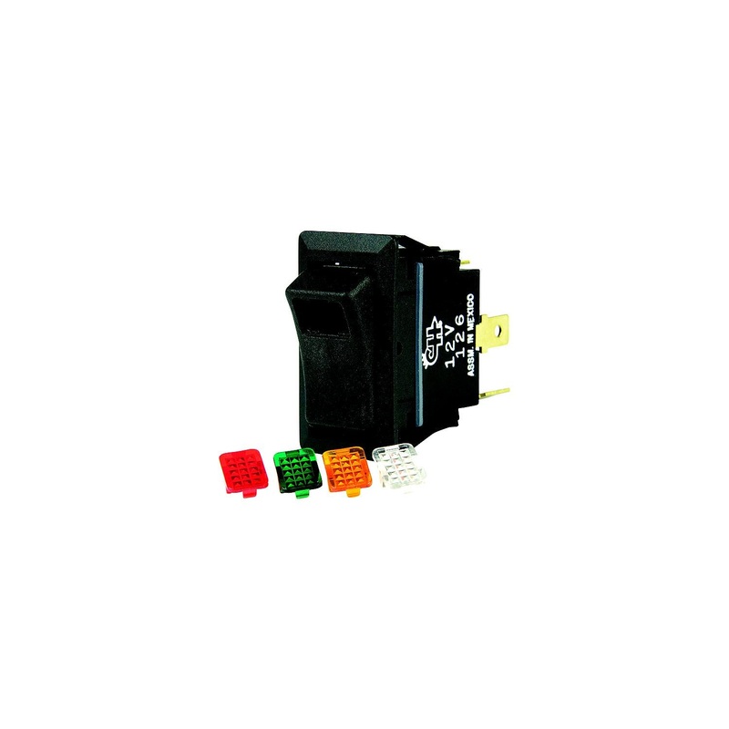 BEP 1001716 Rocker Switch, Off-On, SPST, 1/4″ Blade Terminals, Illuminated w/4 Interchangeable Colors