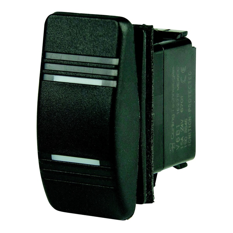 BEP 1001803 Weather Resistant Contura Rocker Switch, On/Off/On, SPDT, 1/4″ Blade Terminals, Illuminated Amber (2 Positions)