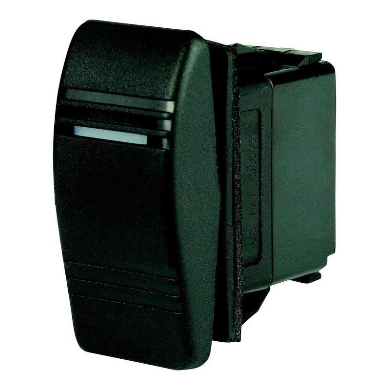 BEP 1001805 Weather Resistant Contura Rocker Switch, On-Off-(On), SPDT, 1/4″ Blade Terminals, Illuminated Amber