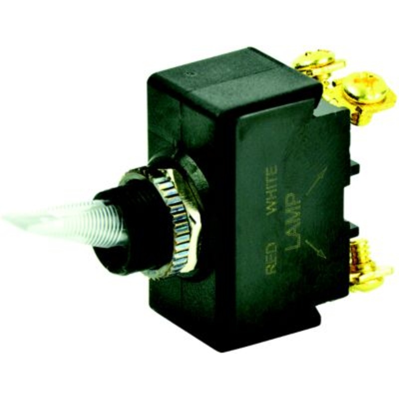 BEP 1001908 Illuminated Toggle Switch, Off-On, SPST, #632 Screw Terminals, Red