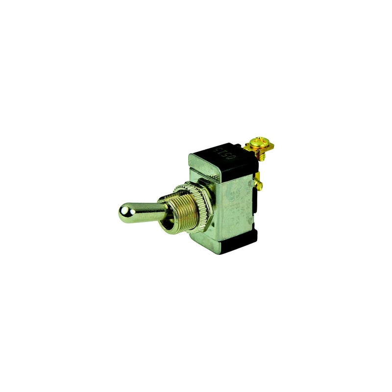 BEP 1002002 Chrome Plated Toggle Switch, Off-(On), SPST, #632 Screw Terminals
