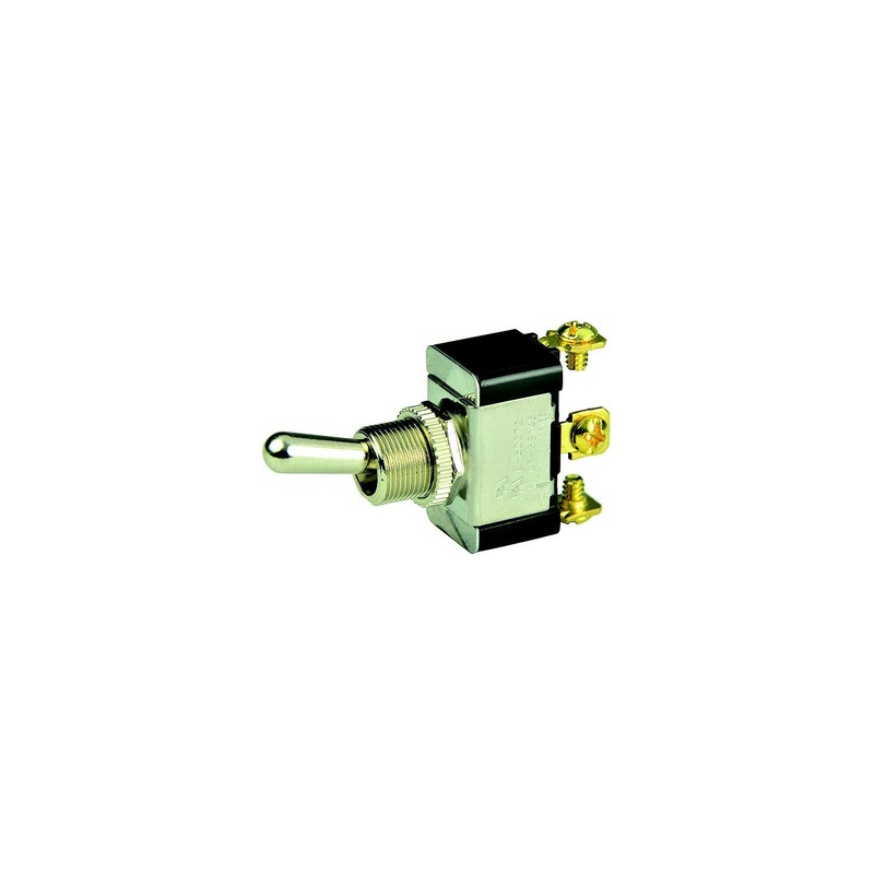 BEP 1002015 Chrome Plated Toggle Switch, On-Off-(On), SPDT, #632 Screw Terminals