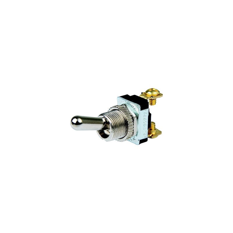 BEP 1002021 Chrome Plated Toggle Switch, Off-On, SPST, #632 Screw Terminals