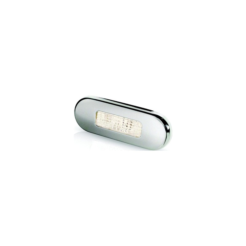 Hella 980869401 Oblong LED Surface Mount Courtesy Lamp, Warm White LEDs w/SS Rim