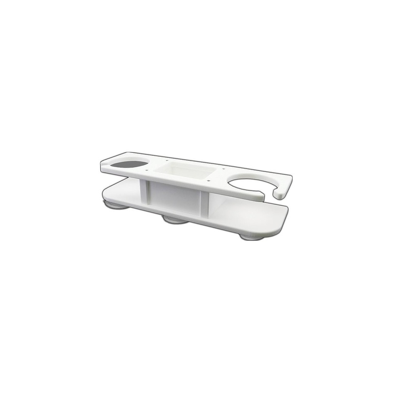 Taco Metals P01-2000W P012000W 2 Drink Holder, White Poly w/”Catch All” & Suction Cup Mt.