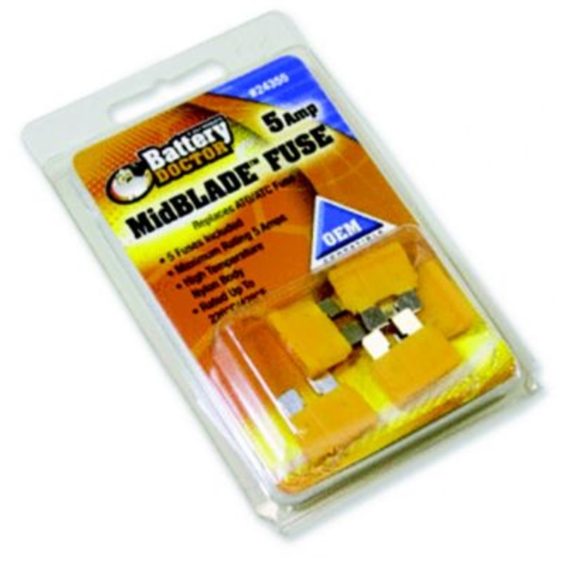 Wirthco 24355 Battery Doctor Midblade ATO/ATC Fuses, 5A, 5/Pk
