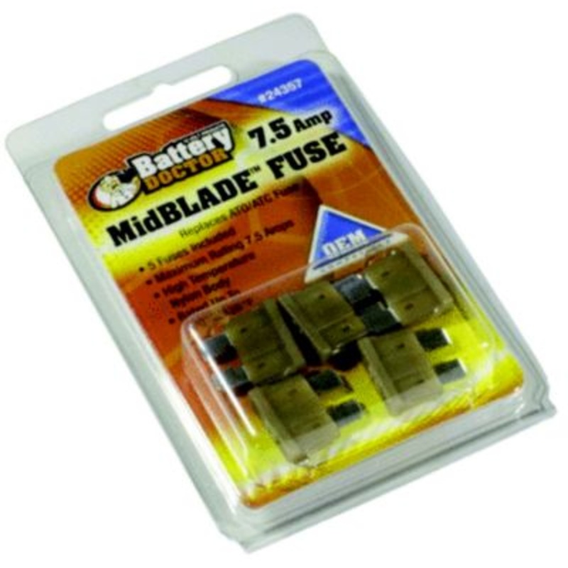 Wirthco 24357 Battery Doctor Midblade ATO/ATC Fuses, 7.5A, 5/Pk