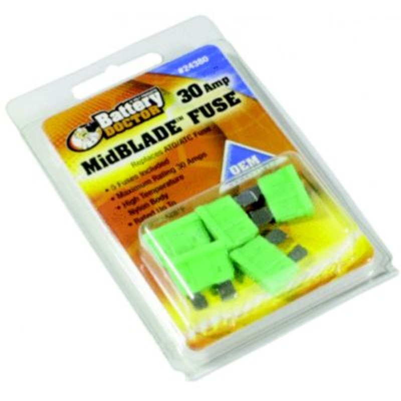 Wirthco 24380 Battery Doctor Midblade ATO/ATC Fuses, 30A, 5/Pk