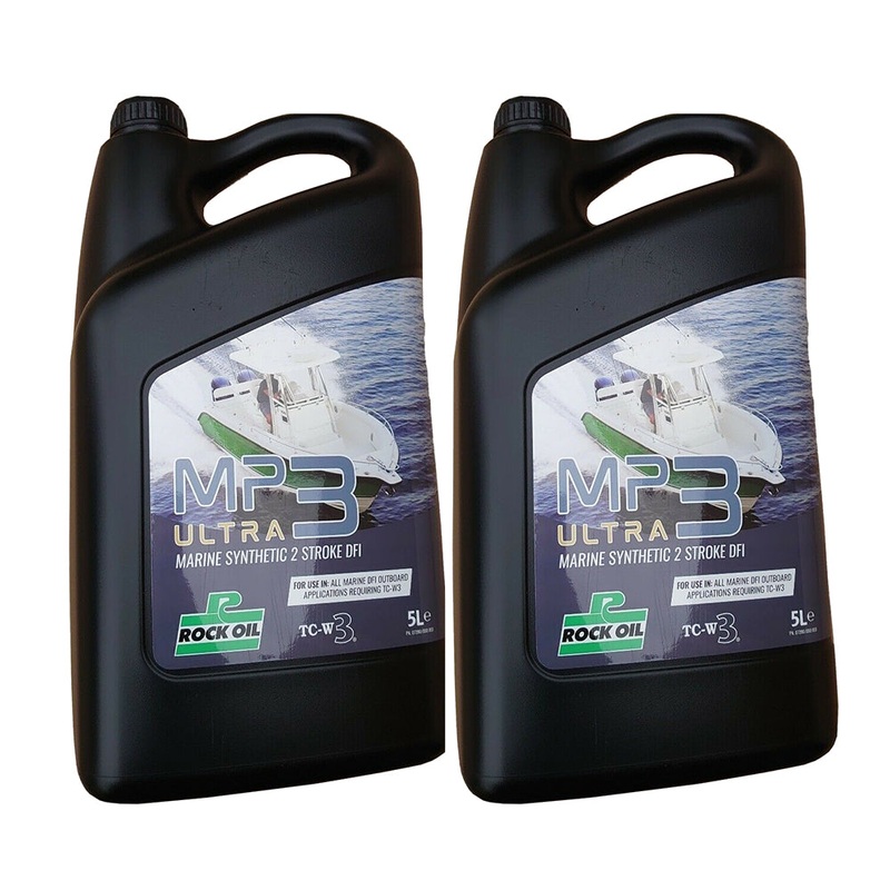 2 x 5 L Rock Oil MP3 ULTRA TCW3+ 2 Two Stroke Dfi Outboard for Mercury Mariner Optimax, Tohatsu TLDI, Evinrude E-TEC