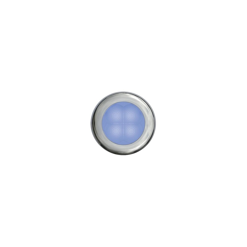 Hella 980502221 12V Slim Line Round Courtesy Lamp With Polished Stainless Steel Rim