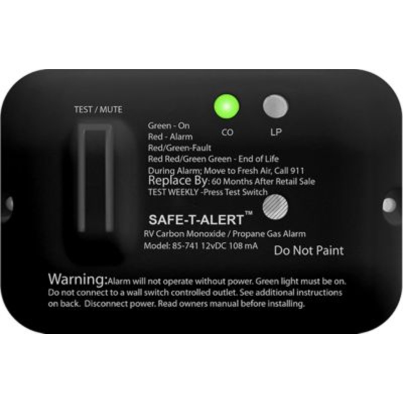 MTI Industries 85-741-BL-TR 85741BL 85 Series Safe-T-Alert CO/Propane Alarm, Black