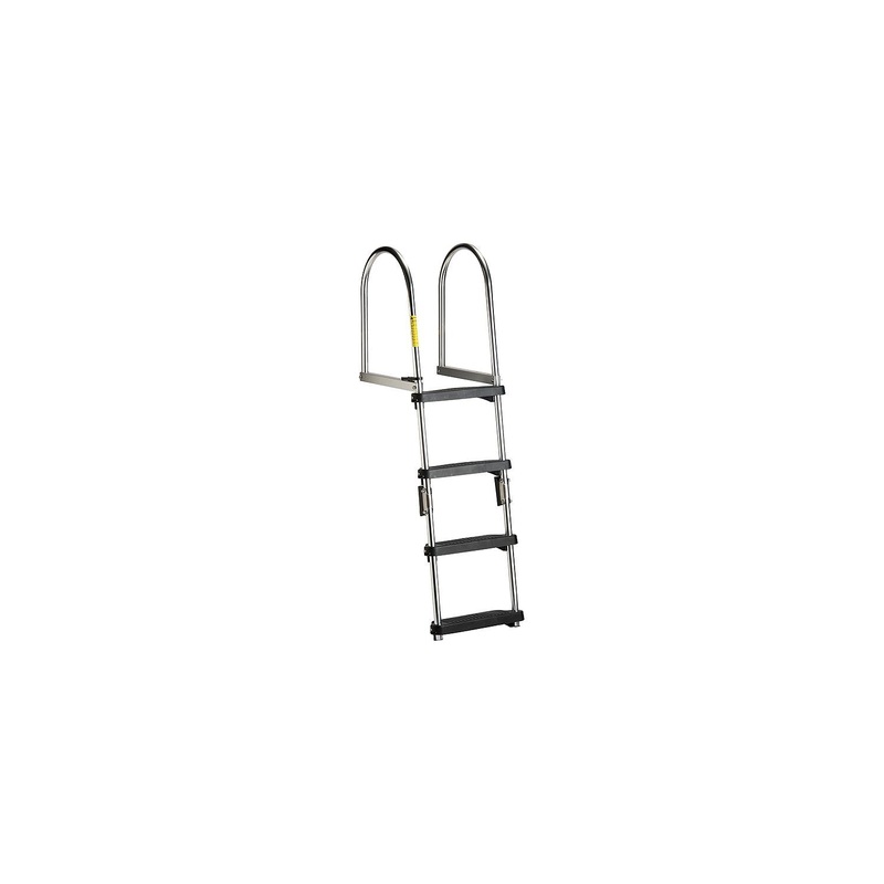 GARELICK 12380 Garelick EEz-In Premium 4 Step Folding Pontoon Transom Boarding Ladder
