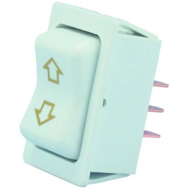 JR Products 12095 White High Current Single RV Slide Out Switch with Bezel