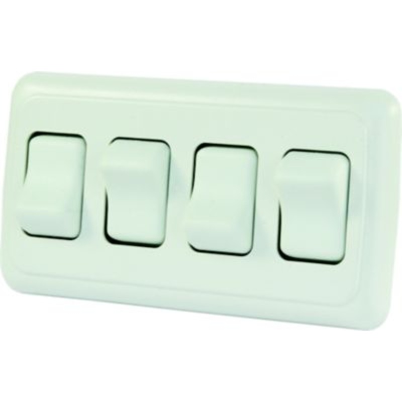 JR Products 12331 White Quad RV Rocker Switch Assembly with Bezel
