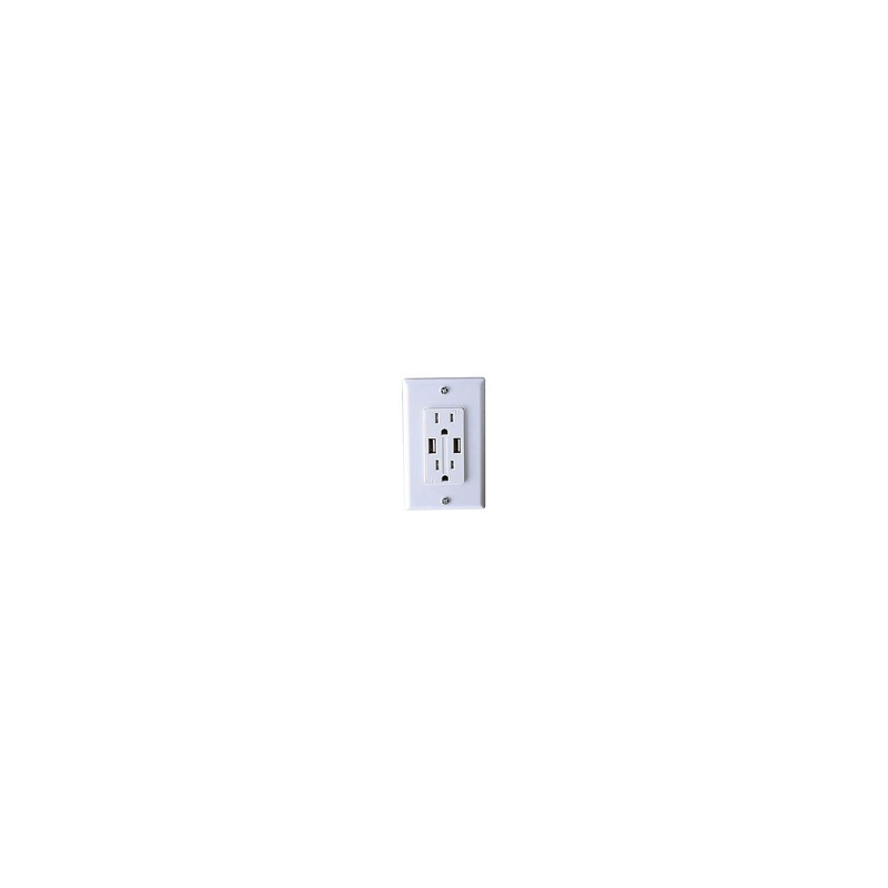 RV Designer S850 AC Dual Outlet With USB Charging Ports, White