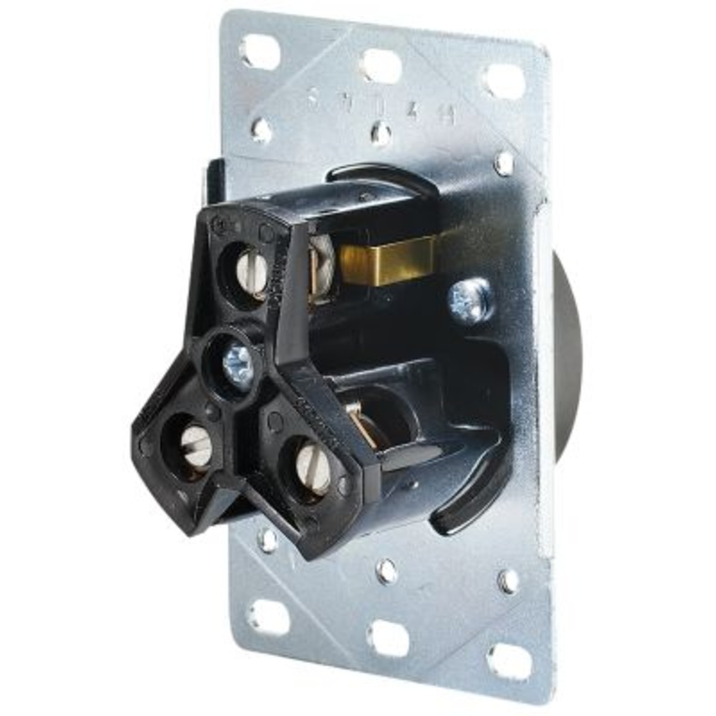 RV Designer S971 AC 30 Amp Receptacle In Plate, 30A / 125V, White